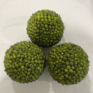 Decorative Green Berry Balls or Spheres; Set of 3